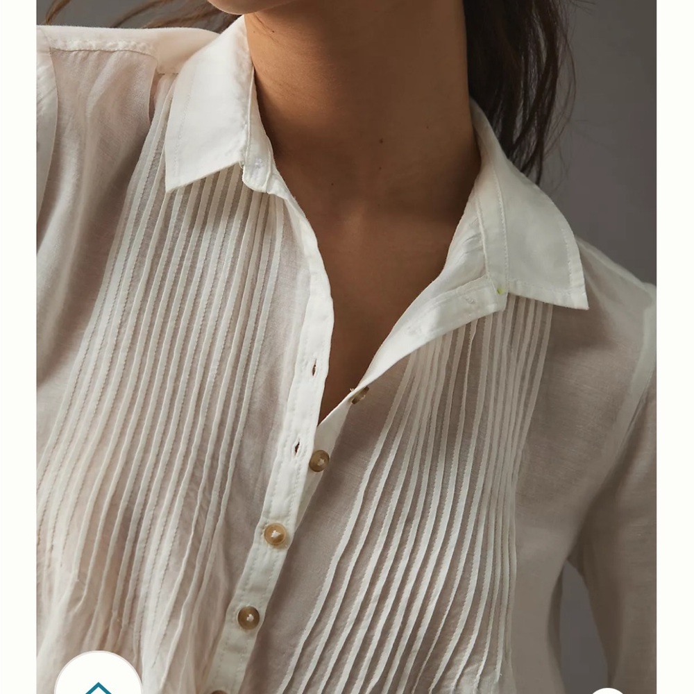 Anthropology Pilcro Collared Pintuck White Blouse NWT
